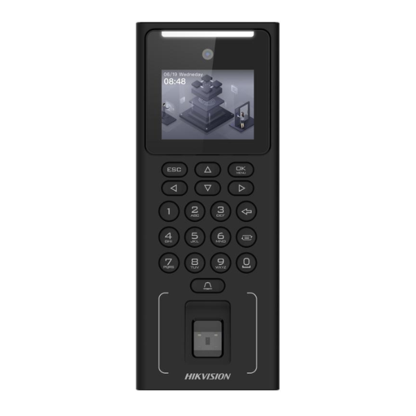 CONTROL DE ACCESO HIKVISION FACIAL, HUELLAS, TARJETA Y PIN PANTALLA LCD 2.4 PULG LENTE 2.0MP