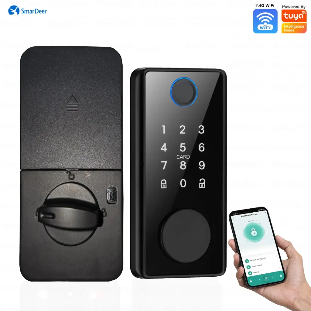 CERRADURA SMART SMARDEER ELECTRONIC DOOR LOCK FOR TUYA LOCK WITH DEADBOLT LOCK FINGERPRINT LOCK KEYLESS ENTRY WITH SMARTLIFE APP REMOTE UNLOCK